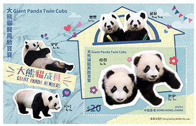 HK2025-07M20 Hong Kong Giant Panda Twin Cubs S/S $20