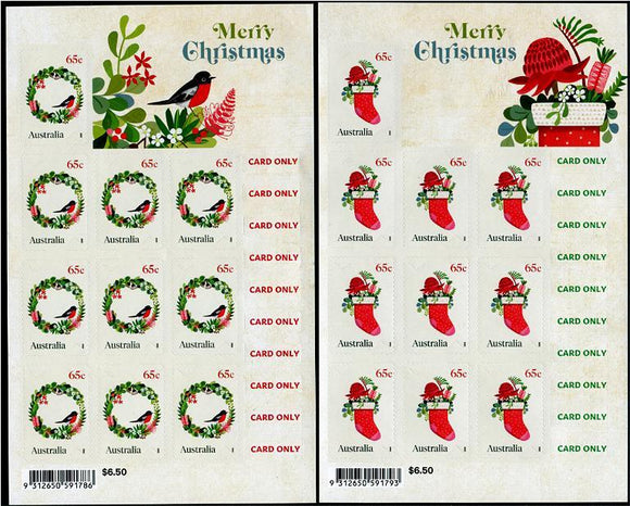 AUS2020-04BKLT Australia Christmas 2020 Stocking & Wreath Booklets of 10 (2)